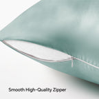 Bedelite Satin Pillowcase With Zipper, Haze Blue Pillow Cases Queen Size Set Of 2, Super Soft And Cooling Similar To Silk Pillow