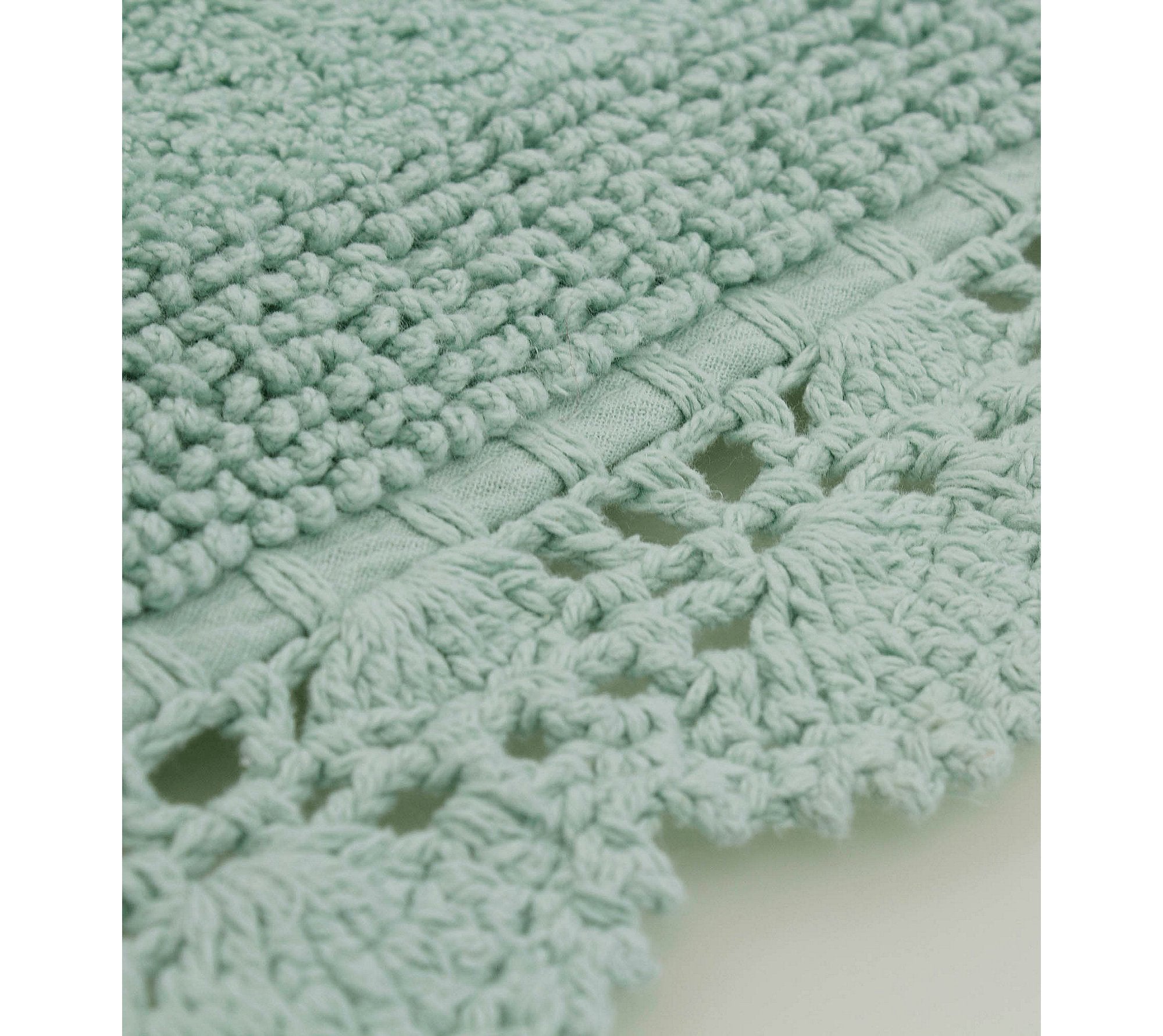 Laura Ashley Crochet Cotton 24X40 Bath Rug, Aqua