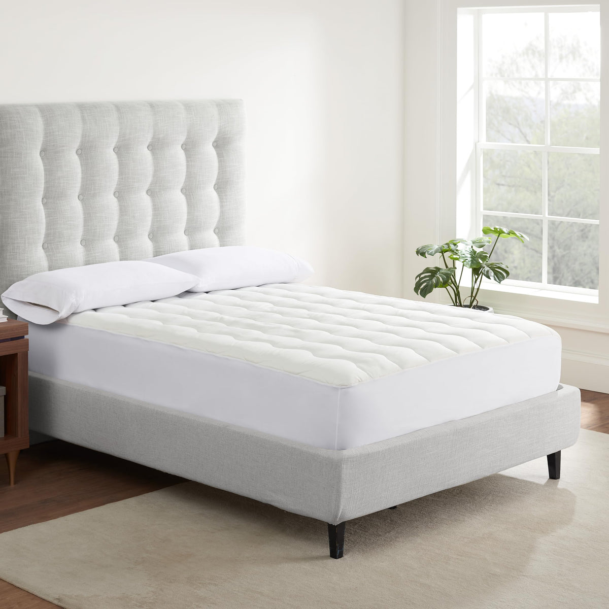 Serta Air Dry Extra Comfort Performance Fabric Quilted Mattress Pad, Cooling And Breathable Mattress Cover, Moisture Wicking Pro