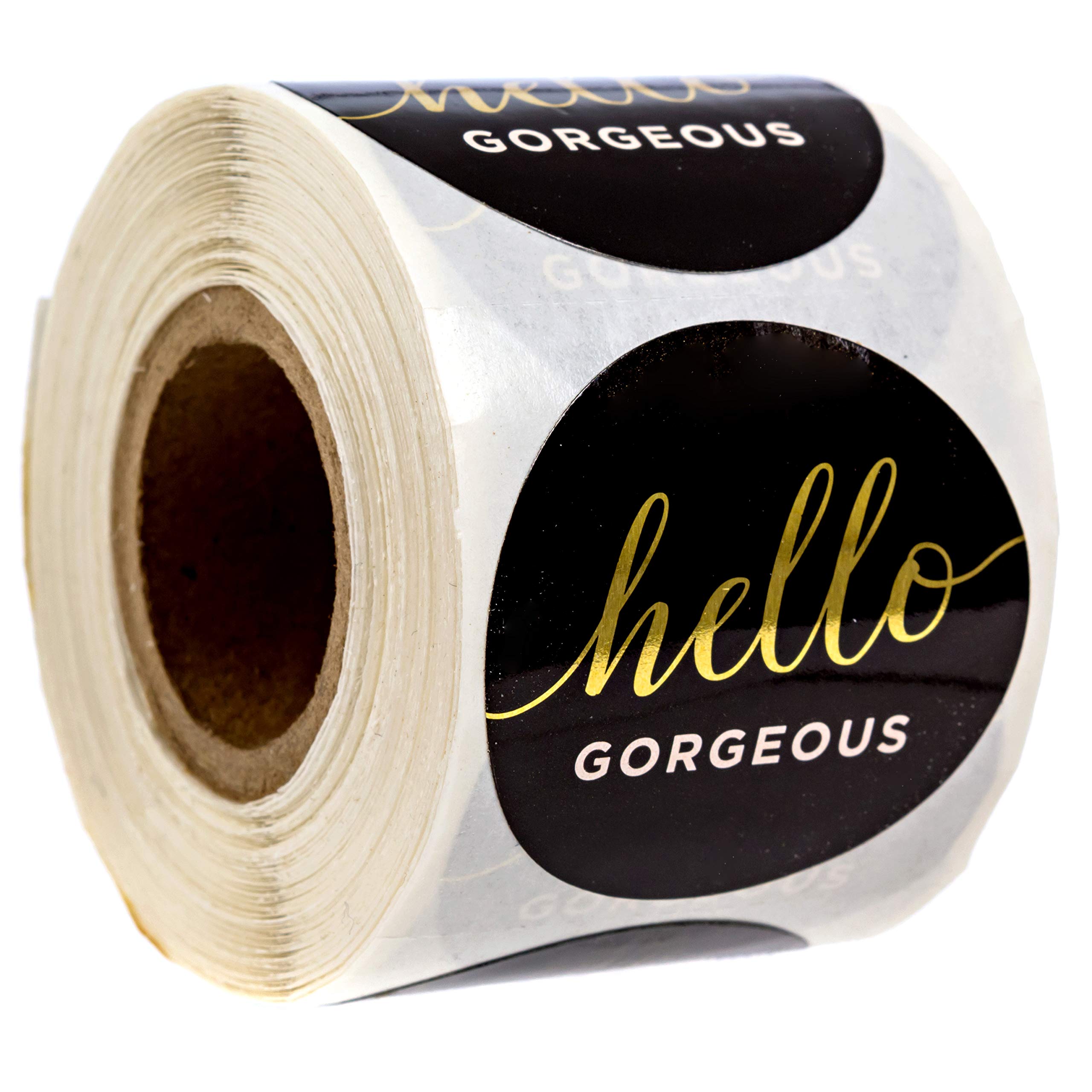 Hello Gorgeous Stickers / 250 Small Business Labels / 1.5' Order Package Envelope Seals/Elegant Gold Foil Sticker/Made In The U