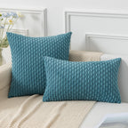 Kevin Textile Throw Pillow Covers Soft Corduroy Decorative Set Of 2 Boho Striped Pillow Covers Pillowcases Farmhouse Home Decor For Couch Bed Sofa Living Room 16X16 Inch Light Blue