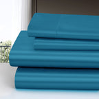 Homiest 4Pcs Satin Sheets Set Luxury Silky Satin Bedding Set With Deep Pocket 1 Fitted Sheet + 1 Flat Sheet + 2 Pillowcases (King Size, Lake Blue)