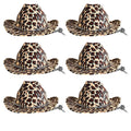 Beistle Leopard Print Cowboy Hats, 6 Pieces - One Size Fits Most, Adjustable Chin Strap, Safari Party Supplies, Halloween Costum