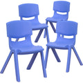 4 Pack Blue Plastic Stackable School Chair with 12 Seat Height