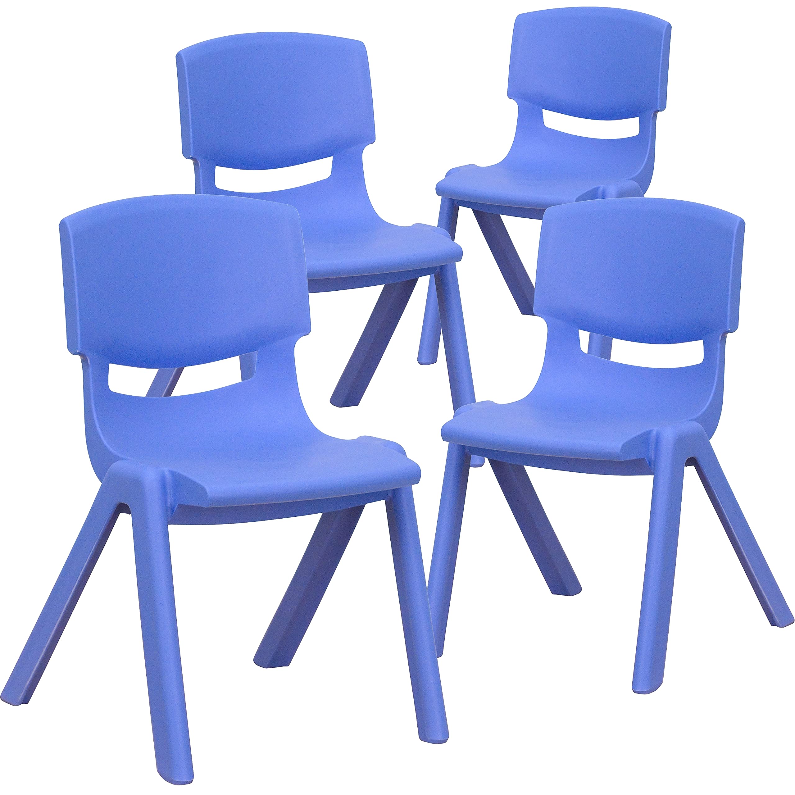 4 Pack Blue Plastic Stackable School Chair with 12 Seat Height