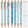 Sherr 7 Pcs Fancy Pens For Women Cute Pens Sparkly Glitter Pens With 10 Pcs Black Ink Refills Pretty Pen Gifts Journaling Pens F