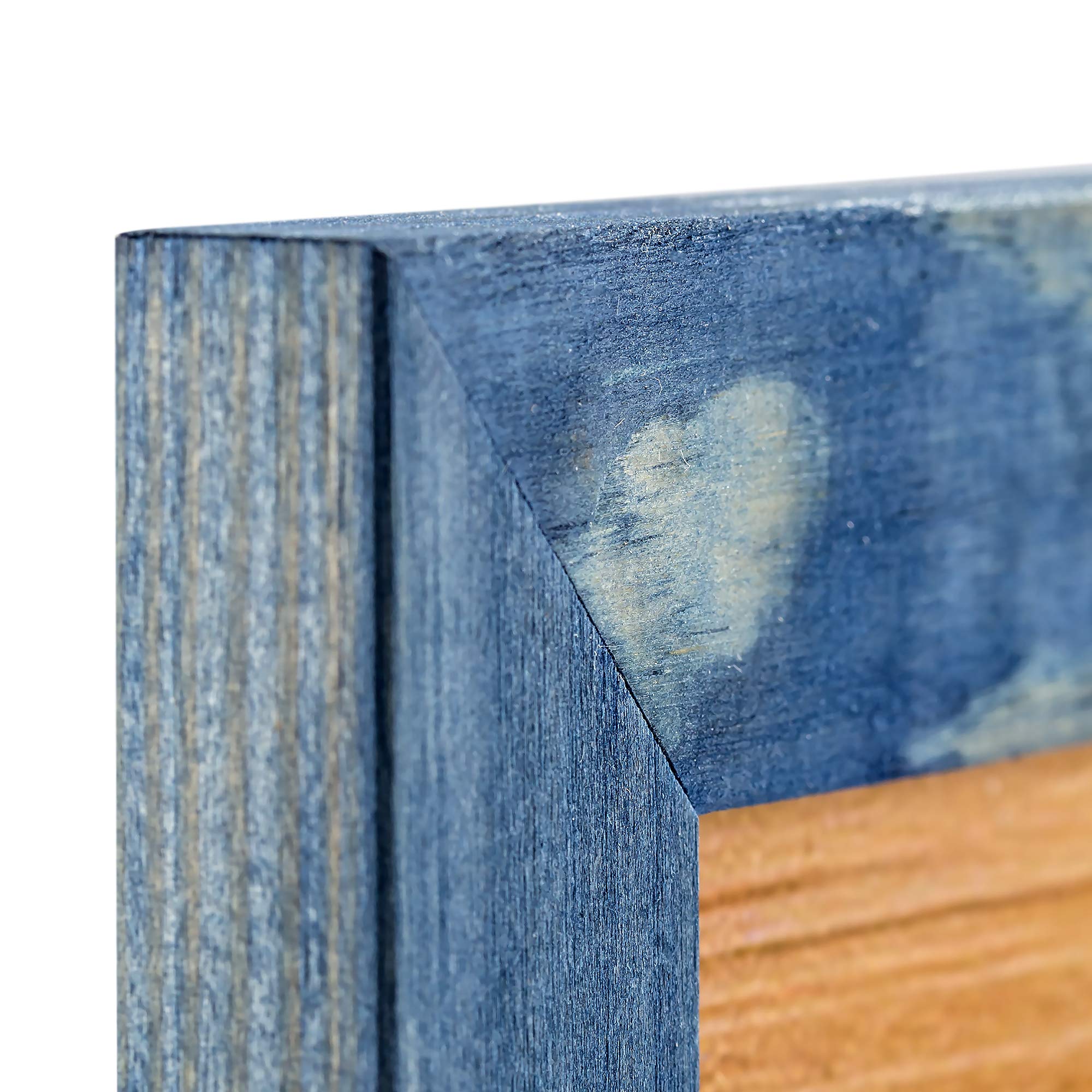Rustic Wooden Picture Frames 8X10 - Navy Blue - Set Of 2-100% Natural Eco Solid Wood And High Definition Real Glass For Wall Mou