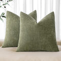Miulee Pack Of 2 Decorative Throw Pillow Covers Soft Chenille Throw Pillows Solid Textured Cushion Covers For Spring Couch Sofa