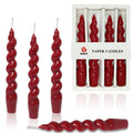 Red Spiral Taper Candlesticks Christmas Candles - 4 PCS Twisted Tapered Candles Unscented for Halloween Wedding Home Decor, Rela