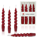 Red Spiral Taper Candlesticks Christmas Candles - 4 PCS Twisted Tapered Candles Unscented for Halloween Wedding Home Decor, Rela