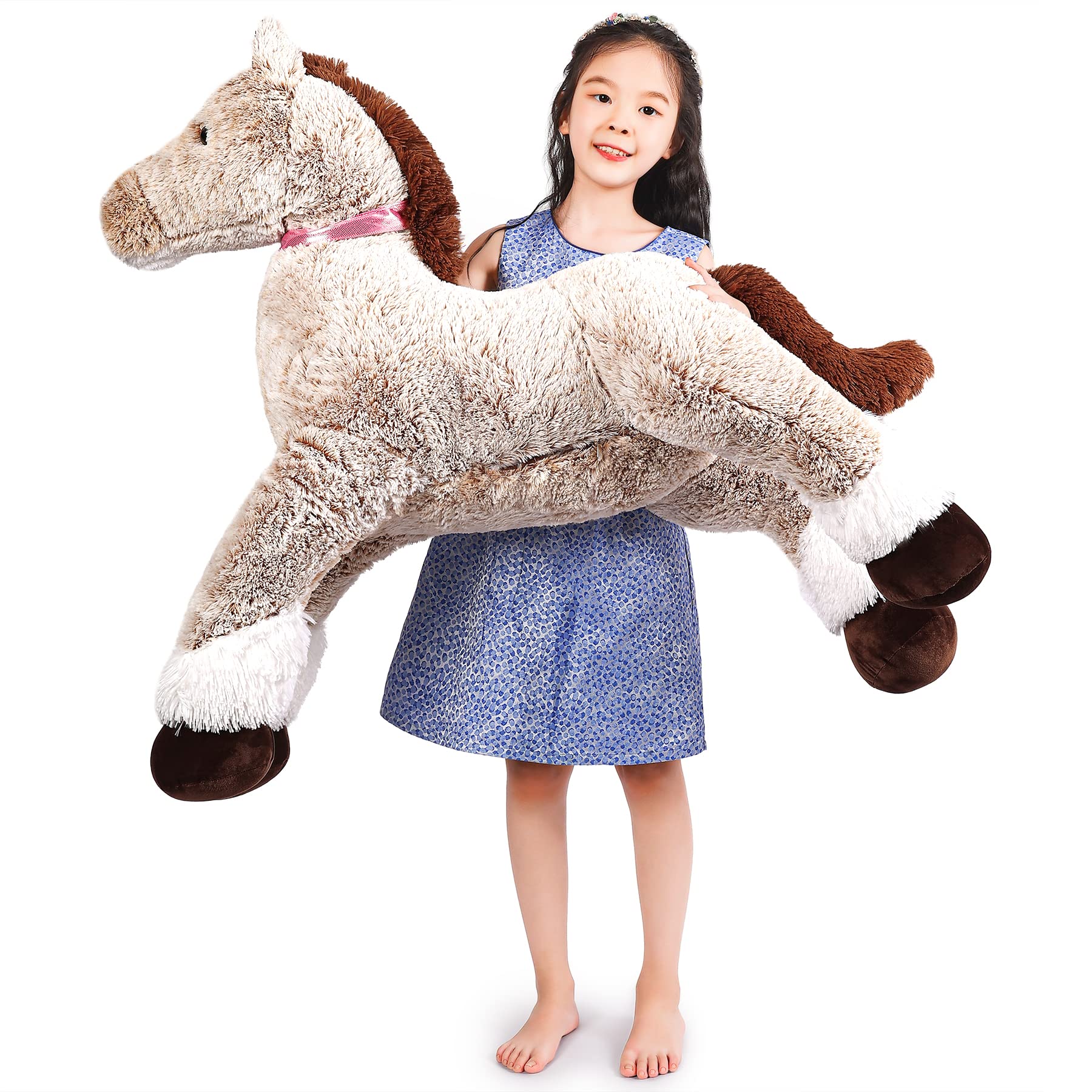Snowolf Giant Plush Horse Large Horse Stuffed Animal Toy Big Pony Unicorn Plush Pillow Doll Gifts For Kids, Valentines, Christma