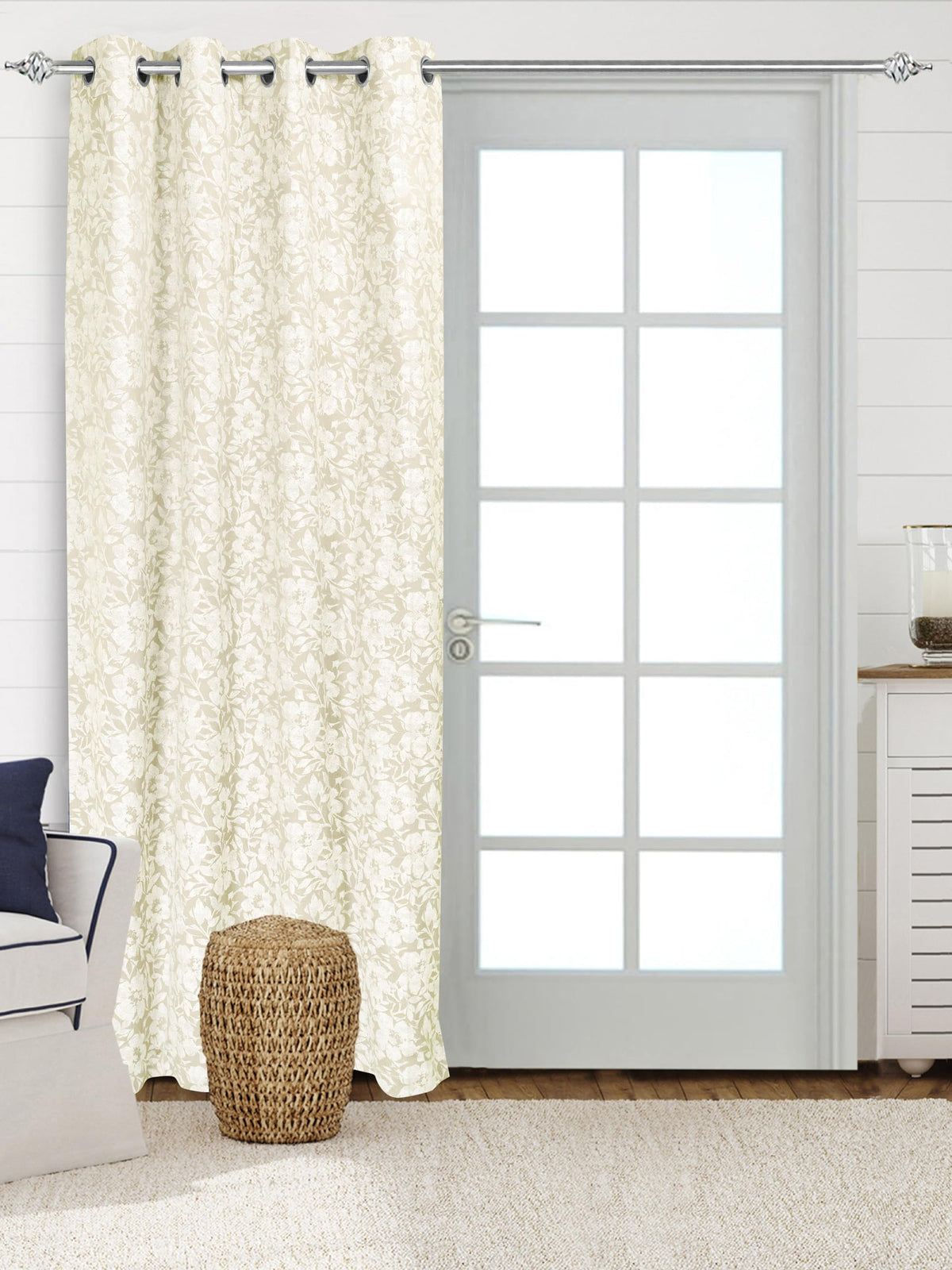 Saral Home Kanan Cotton Door Room Darkening Curtain 1PC,Ivory. 4x7 ft