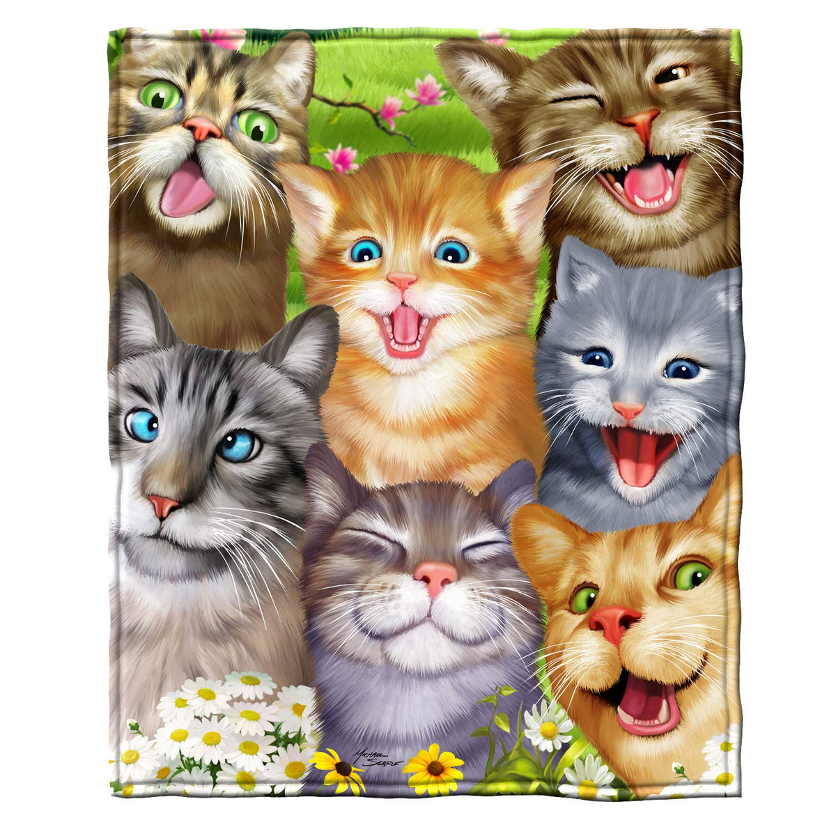 Dawhud Direct Cartoon Selfie Cat Fleece Blanket - King Size Super Soft Plush Kitten Throw Blanket - Super Soft Blanket Ideal For