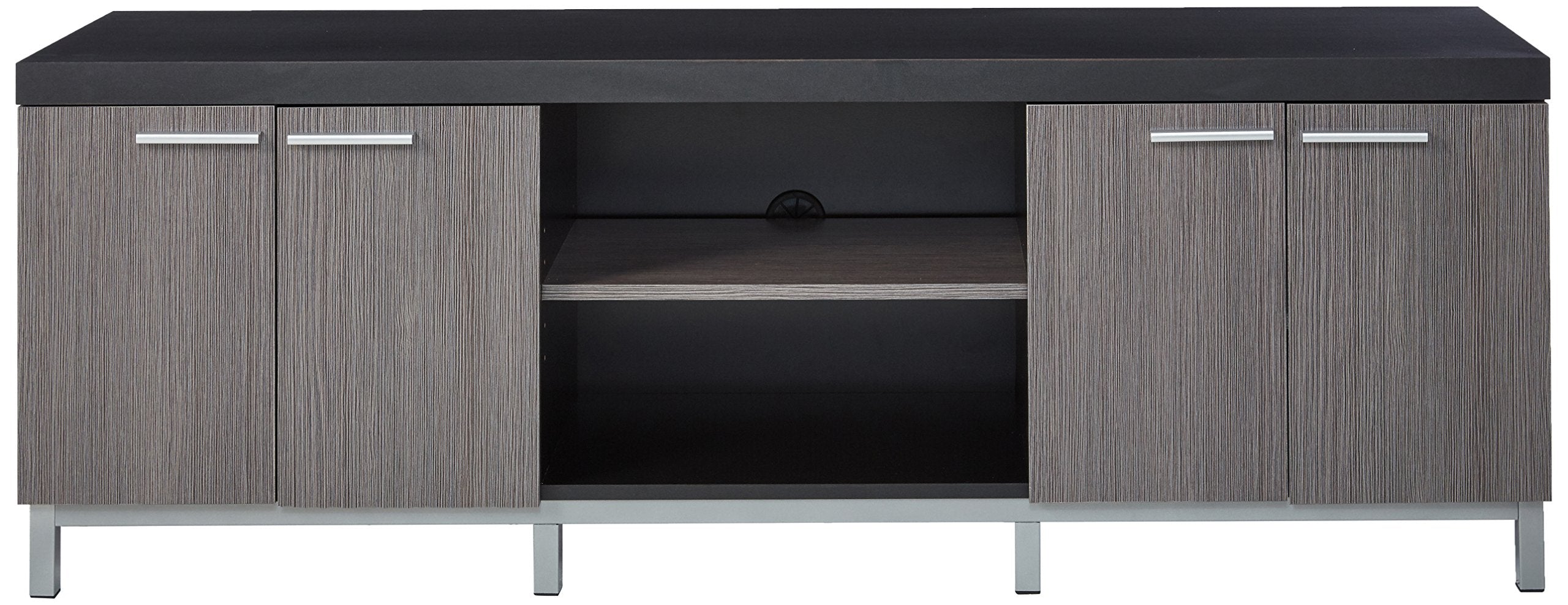 Monarch Specialties Black/Grey Hollow-Core TV Console, 60-Inch