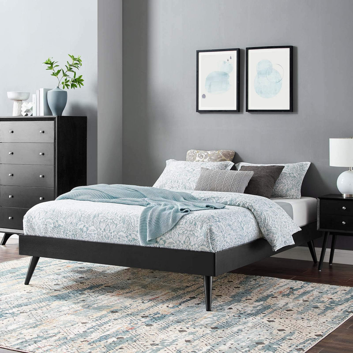 Modway Margo King Wood Platform Bed Frame In Black