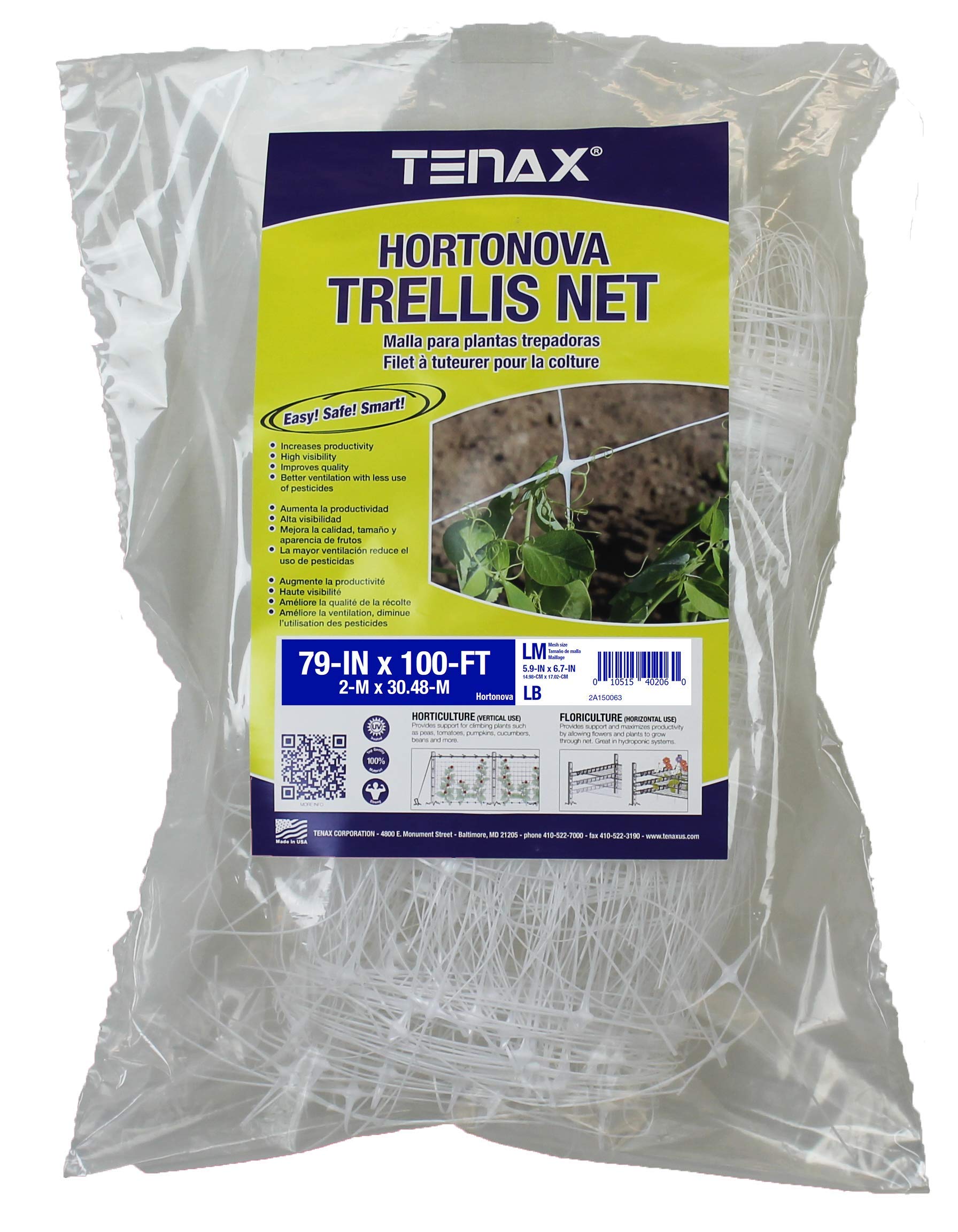Tenax Hortonova Trellis 6.5X100 White Net