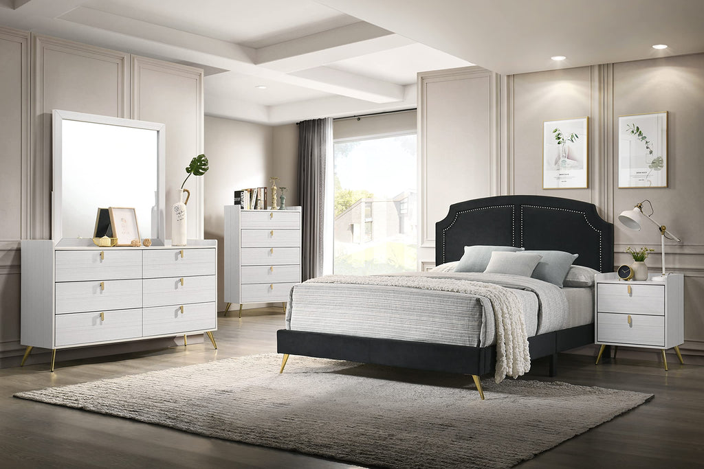 Acme Zeena Queen Bed in Black Velvet