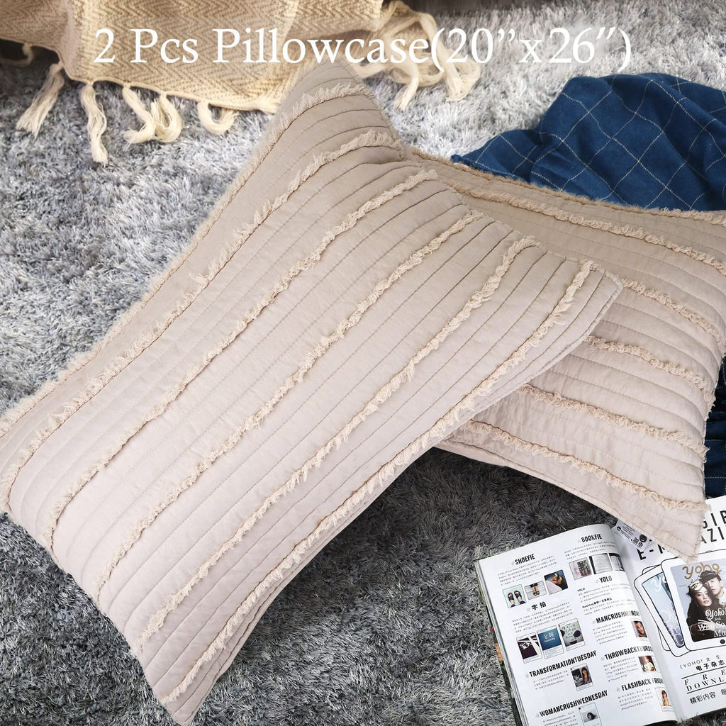 Bosowos Standard Size Pillow Shams Set Of 2, Ultra Soft Breathable 20 X 26 Inches Pillow Case Envelope Closure, Microfiber Boho