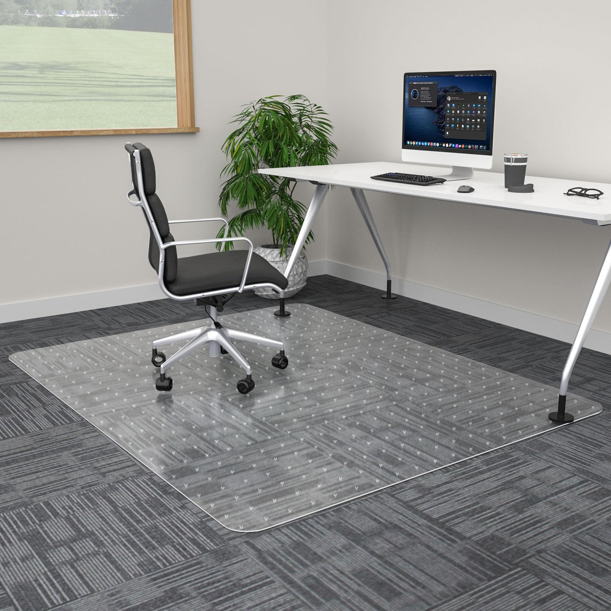 100Pointone Extra Large Office Chair Mat For Carpet, 48' X 60' Clear Desk Chair Mat For Low Pile Carpeted Floors- Easy Glide P