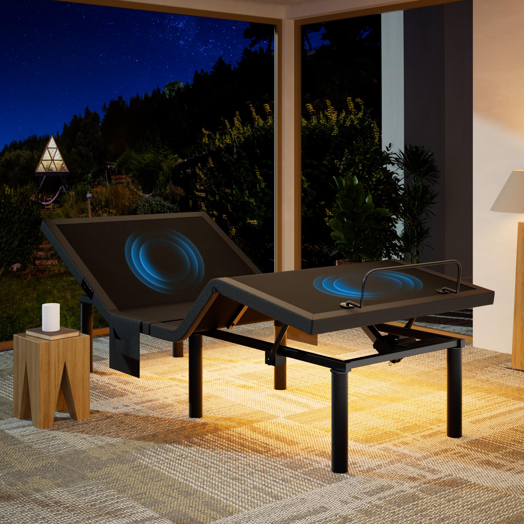 Marsail NS2 Pro Twin XL Adjustable Bed Base with Massage - Smart Dual Motor Bed Frame with Wireless Remote or App Control, 3-Min