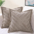 Decoruhome Decorative Khaki Throw Pillow Covers 20X20 Set Of 2 With Splicing, Boho Soft Corduroy Broadside Twill Pillow Covers F