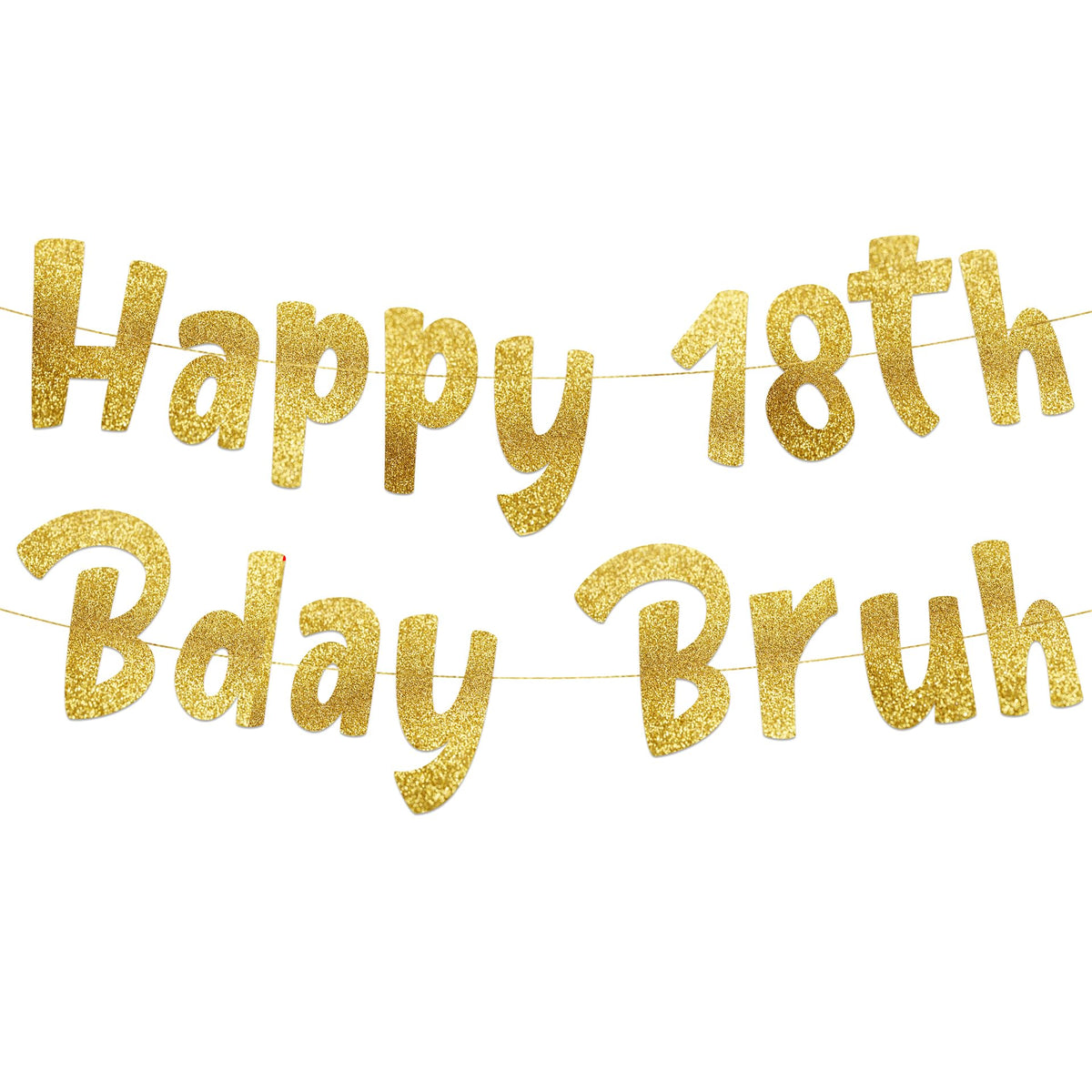 Happy 18th Bday Bruh Gold Glitter Banner  18th Birthday Party Supplies, Ideas, Gifts and Decorations
