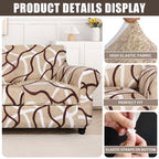 Searchi Stretch Sofa Cover Printed Couch Cover, Floral Pattern 4 Pieces Sofa Slipcover With 3 Separate Cushion Cover, Washable Furniture Protector For Living Room(Sofa, Khaki)
