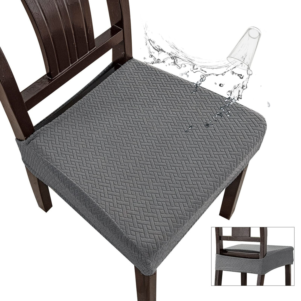 Genina Waterproof Seat Covers For Dining Room Chair Covers Waterproof Dining Chair Covers (6 Pcs-Rear-Gapped, Grey)