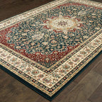 HomeRoots 509147 10 x 13 ft. Navy & Ivory Oriental Power Loom Stain Resistant Rectangle Area Rug