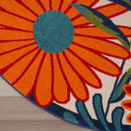 Nourison Aloha Indoor/Outdoor Multicolor 7’10” X Round Area Rug, Easy Cleaning, Non-Shedding, Bed Room, Living Room, Dining Room, Backyard, Deck, Patio (8 Round)
