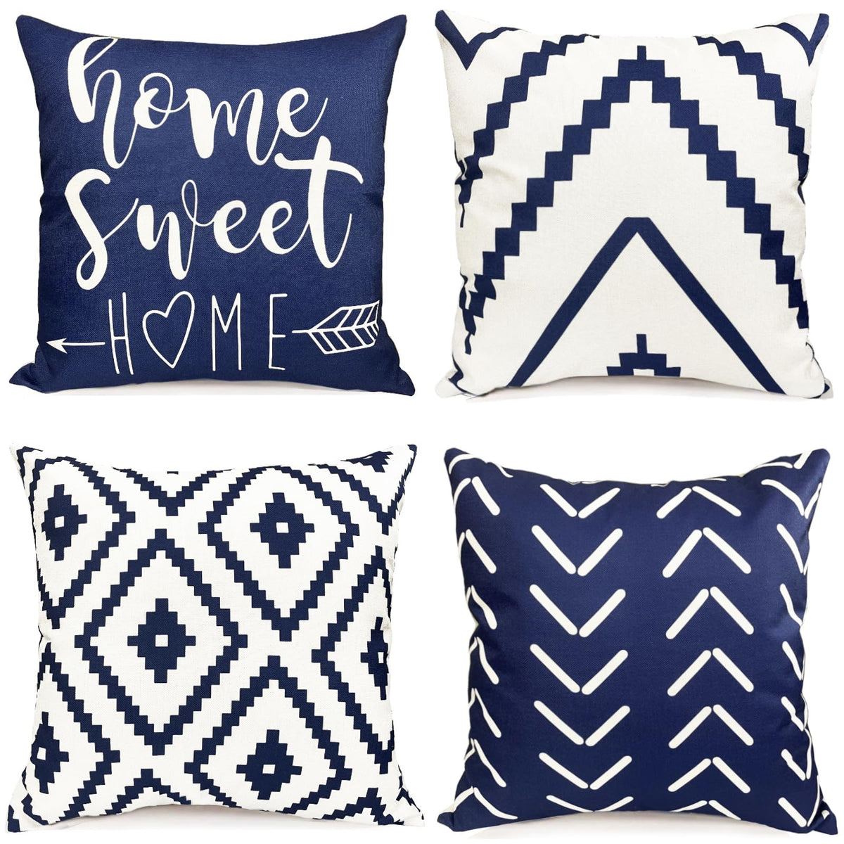 Decorative Throw Pillow Covers 22X22 Inch Blue Pillow Covers For Couch Sofa Living Room Bedroom Car,Farmhouse Outdoor Throw Pill