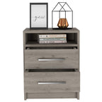 Nightstand 20" H, 2 Drawers, Superior Top, Metal Handles, Light Gray