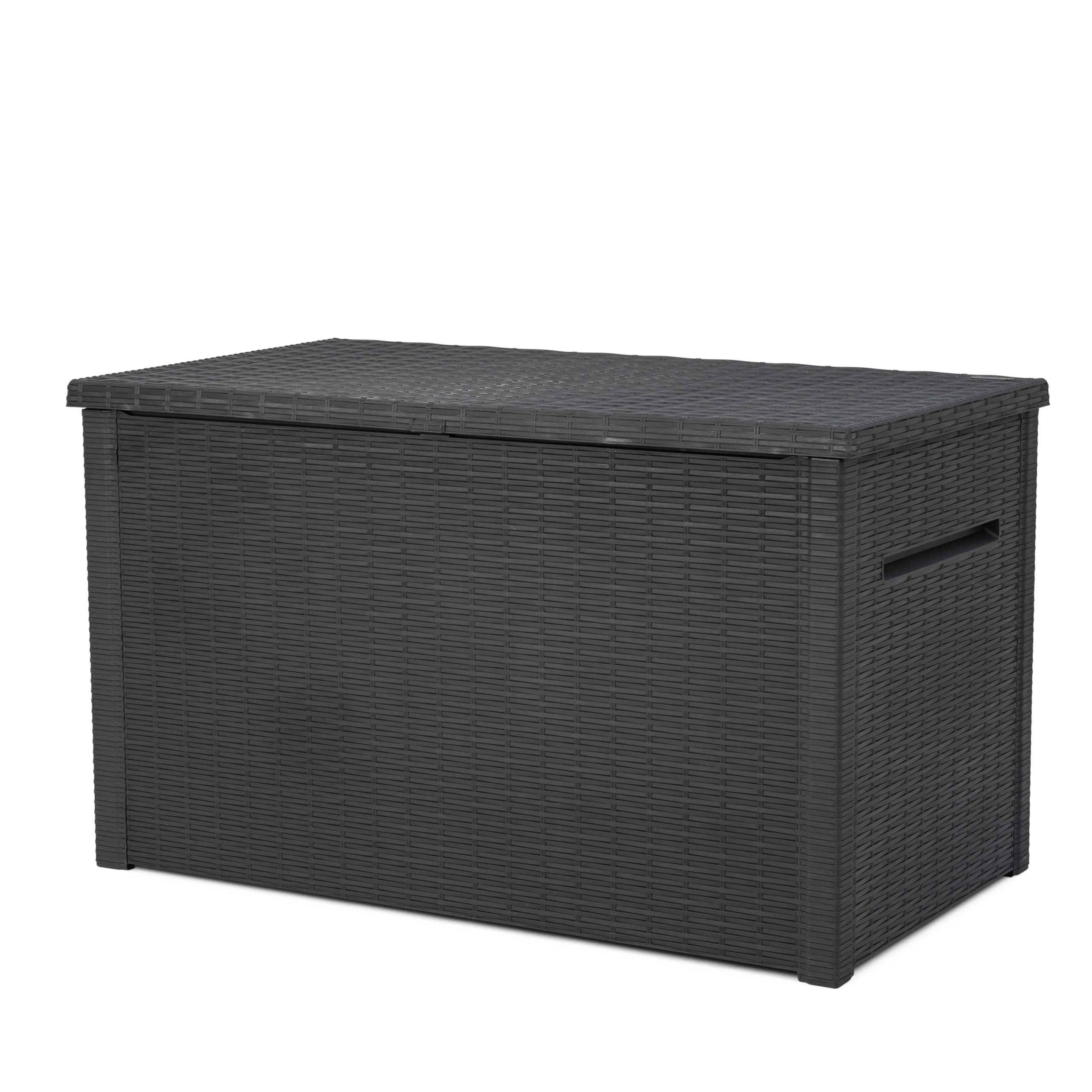 Keter Java Xxl 230 Gallon Resin Rattan Look Large Outdoor Storage Deck Box For Patio Furniture Cushions, Pool Toys, And Garden T