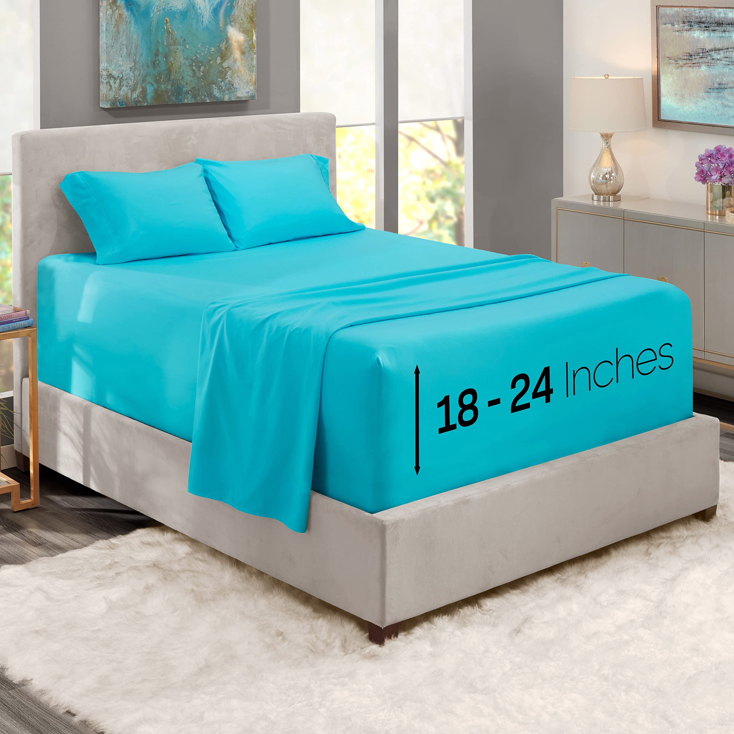 Nestl Extra Twin Deep Pocket Sheets Set - 4 Pc Soft Microfiber Twin Sheets Deep Pocket - Fade Resistant Bedding Sheets & Pillowc