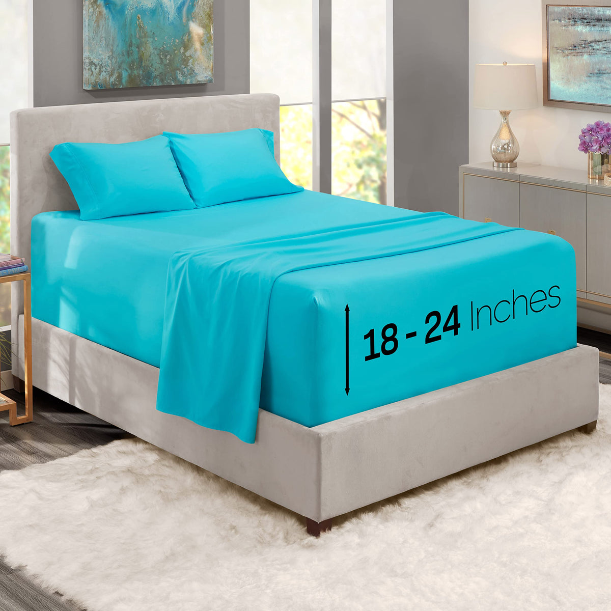 Nestl Bed Linen Set, 4 Piece Soft Microfiber Twin Xl Bed Sheets Deep Pocket, Beach Blue