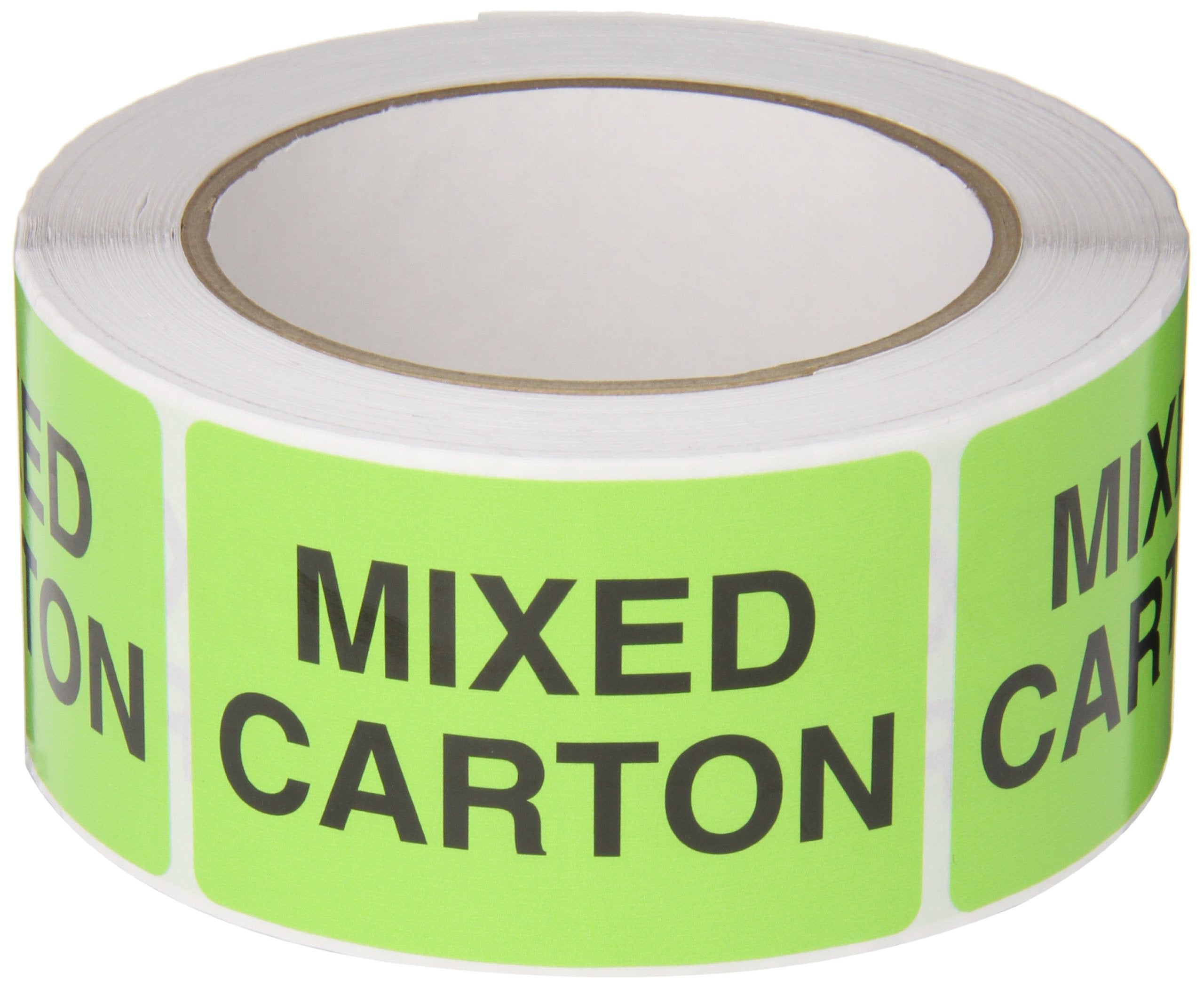 Tapecase Shiplbl-060 Shipping Packing Labels 'Mixed Carton', Neon Green - 500 Labels Per Roll (1 Roll)