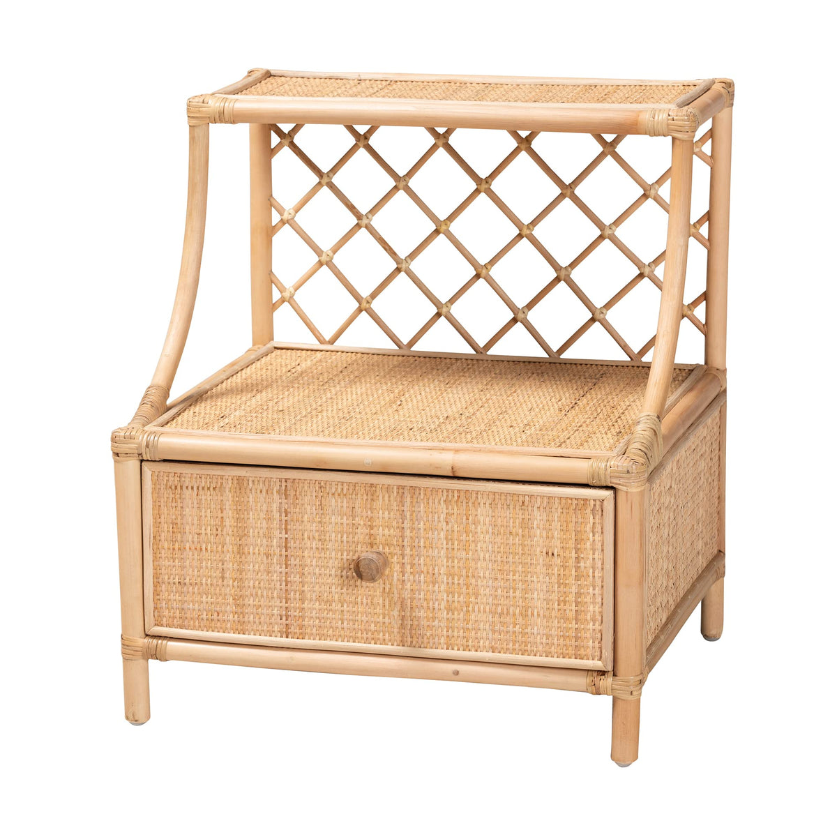 Baxton Studio Lalo Natural Rattan Nightstand, 1-Drawer