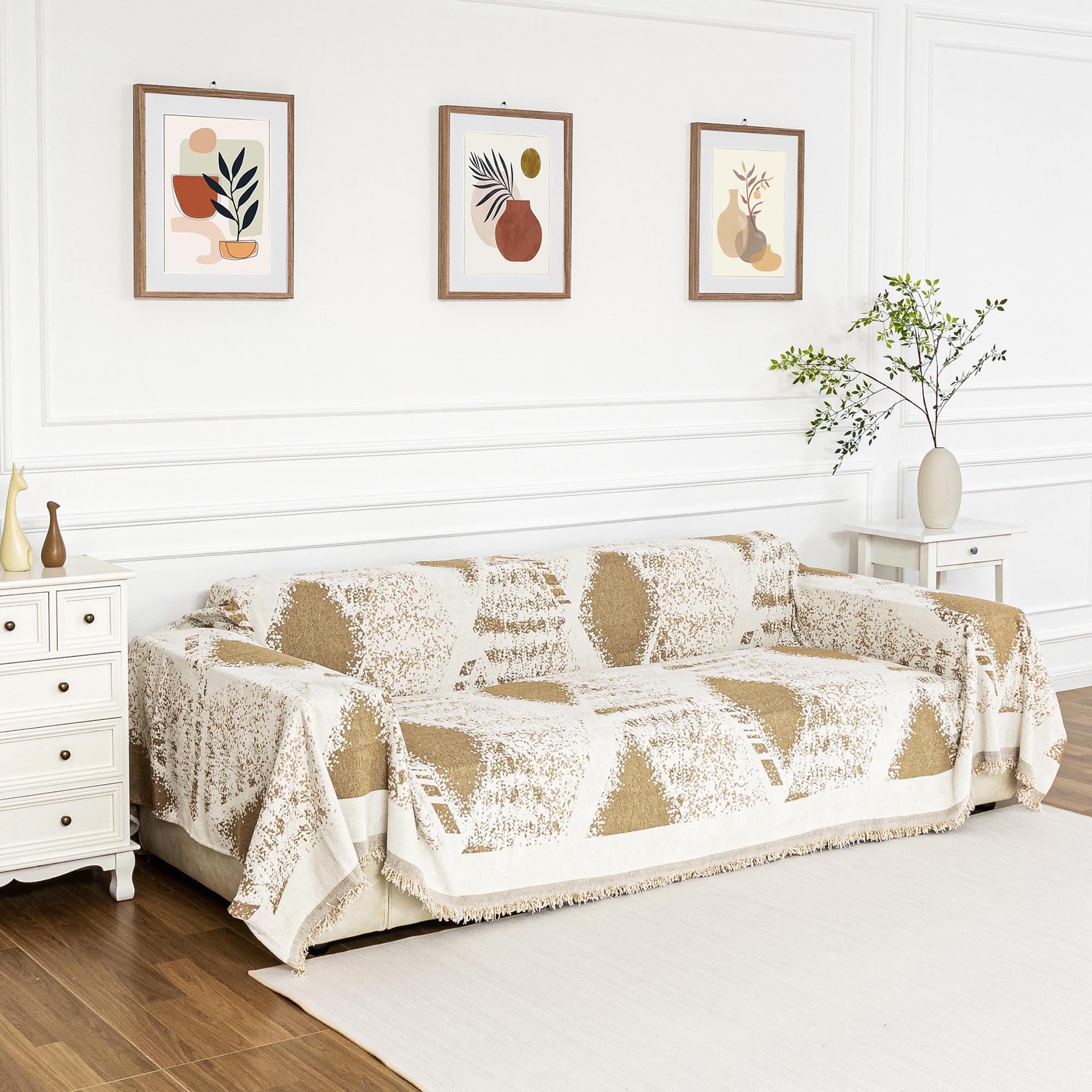 Mysky Home Couch Cover For Dogs Washable Khaki Rhombic Couch Sofa Protector Dogs Pets Friendly Chenille Geometric Sofa Covers So