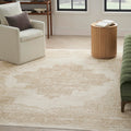 Nourison Grafix Traditional Ivory Beige 5'3' X 7'3' Area Rug, Easy Cleaning, Non Shedding, Bed Room, Living Room, Dining Room,