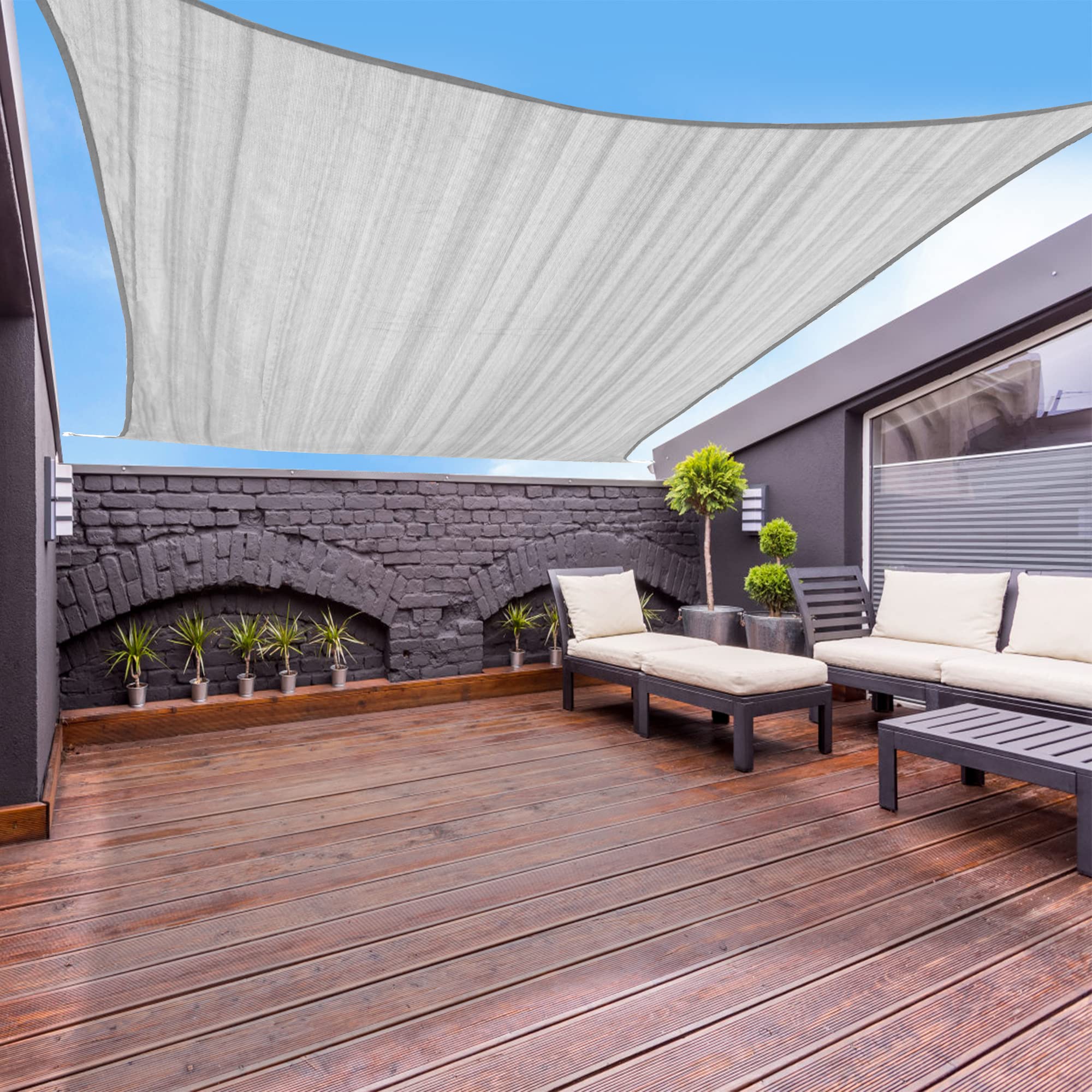 Garden Expert 20 'X20 ' Sun Shade Sail Square Canopy Shade Cover For Patio Garden Outdoor Backyard, Light Grey