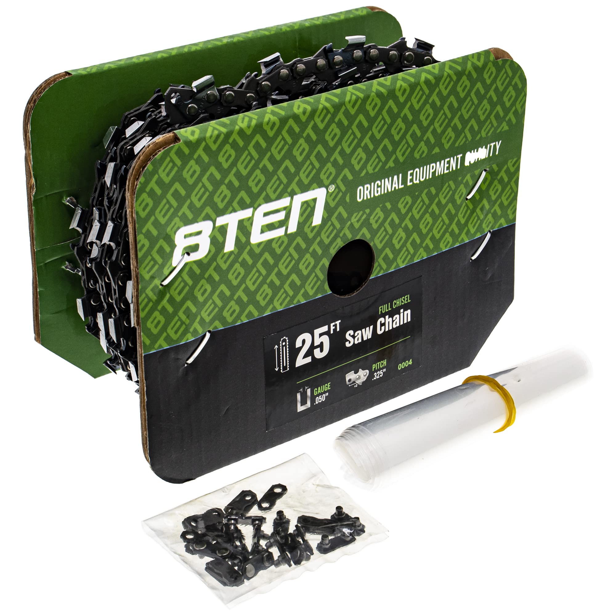 8Ten Chainsaw Chain Bulk Reel Full Chisel 25 Foot .050 Gauge .325 Pitch