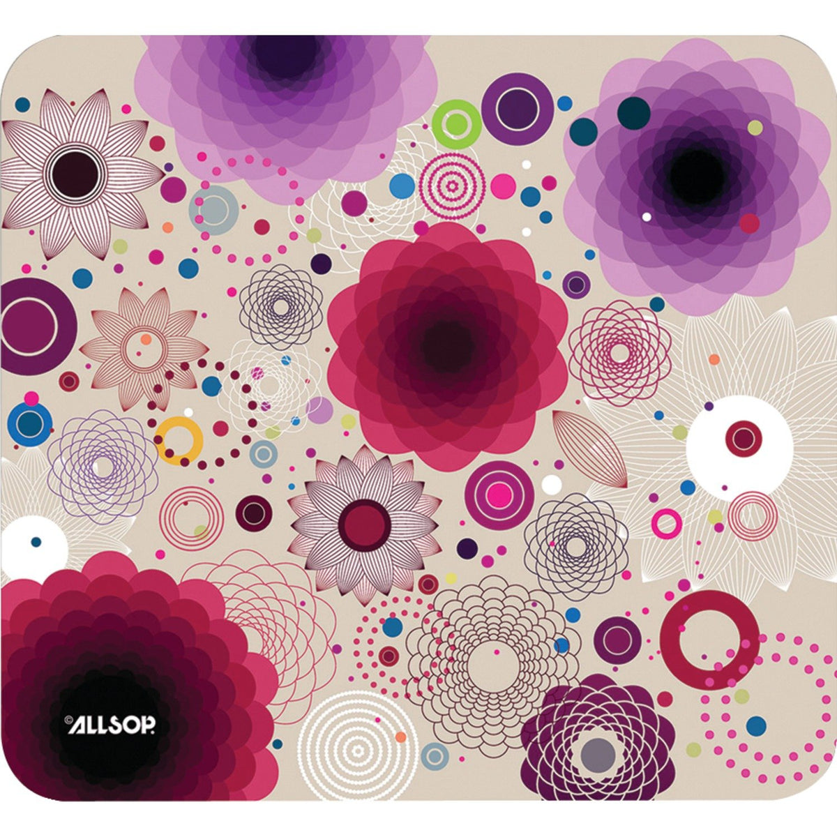 Allsop Mouse Pad, Retro Floral (30594),Black,9'*7'