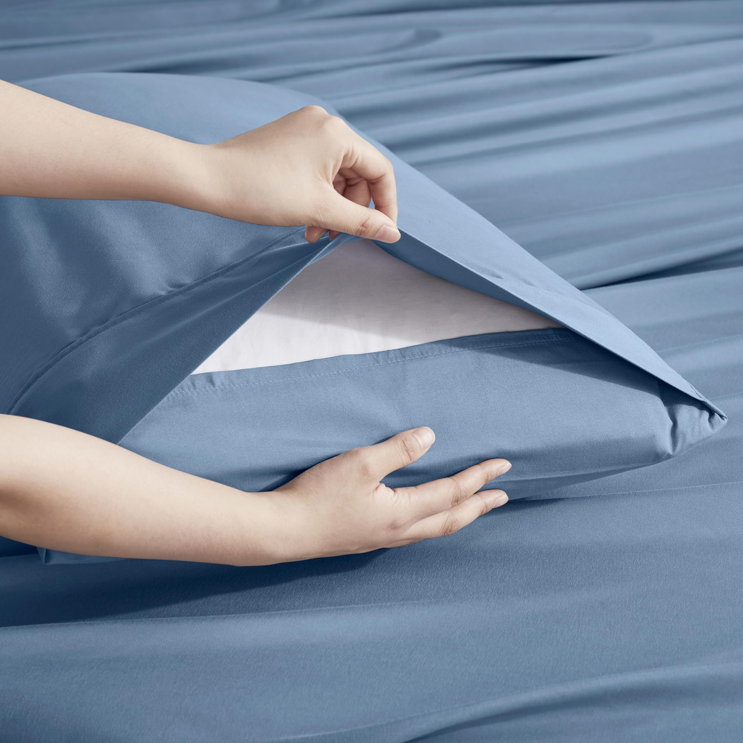 Nestl Extra Deep Pocket Split King Sheet Set - 7 Pc Soft Microfiber Split King Sheet Sets Deep Pocket - Fade Resistant Bedding Sheets & Pillowcases - Split King, Blue Heaven