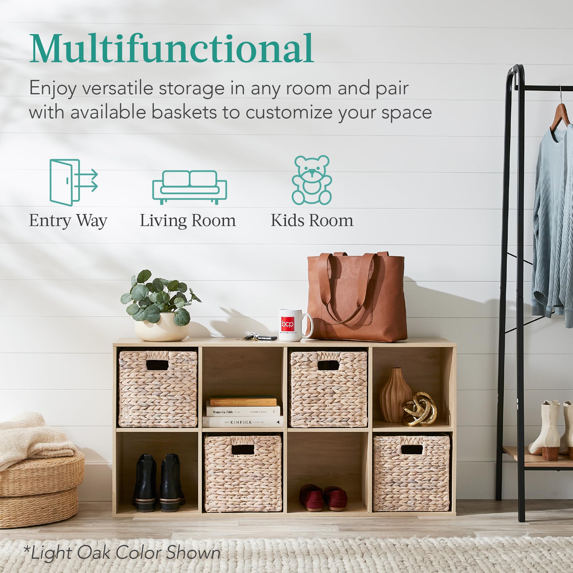 Best Choice Products 8-Cube Storage Organizer, 11In Shelf Opening, Bookcase, Display Shelf, Customizable W/ 3 Removable Back Panels – Walnut
