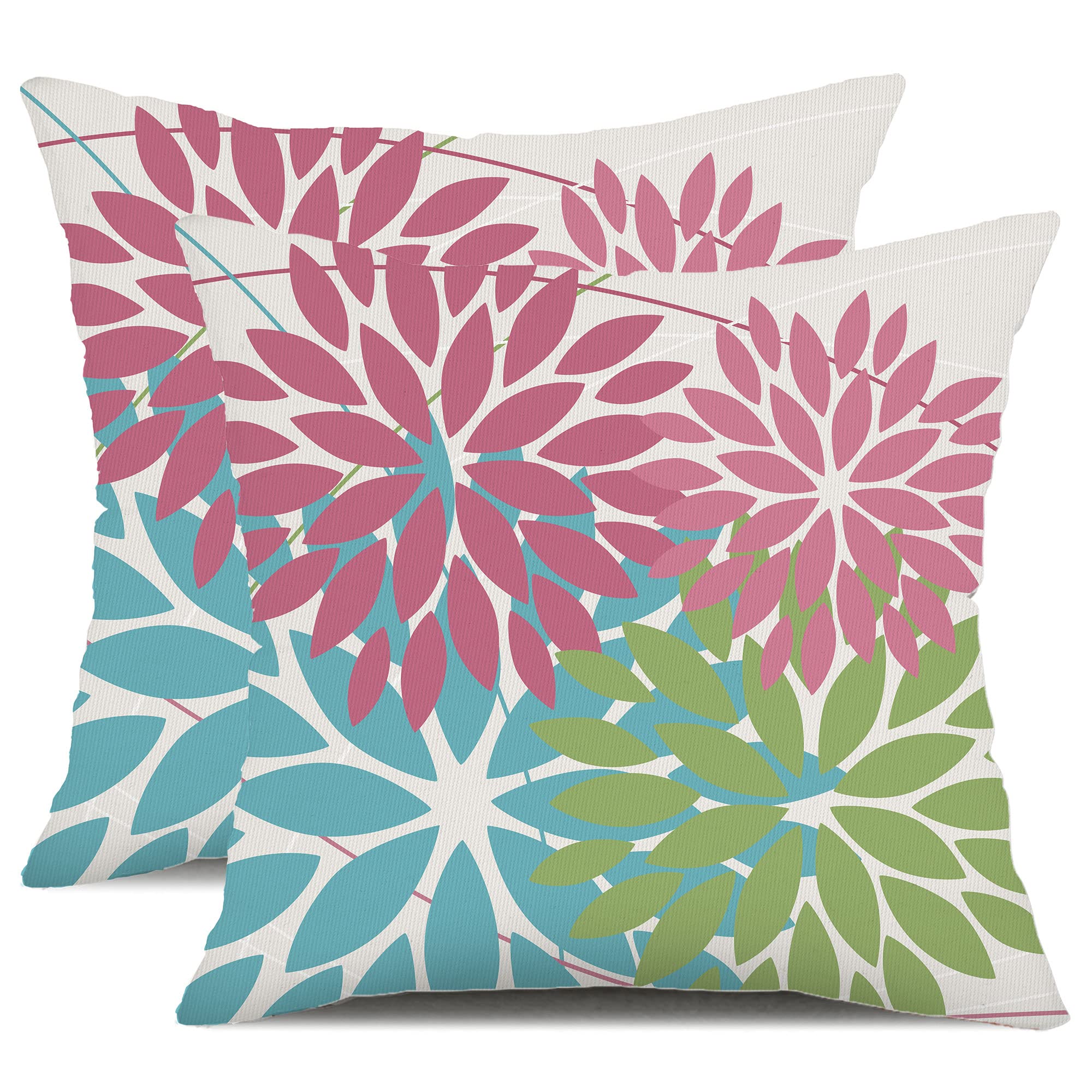 Dfxsz Outdoor Throw Pillow Covers 18X18 Inch Set Of 2 Waterproof Spring Summer Geometric Elegant Pink Blue Green Outdoor Easter