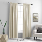 Donren 84 Inche Length Curtain Panels - Light Reducing Thermal Insulated Solid Blackout Curtains/Panels/Drapes For Living Room (Set Of 2, 60 Inches By 84 Inch, Light Beige)