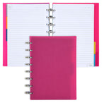 Talia Discbound Notebooks, Planner, Customizable, (Y90'S Pink W/Silver Discs, Junior (5.5In X 8.5In))