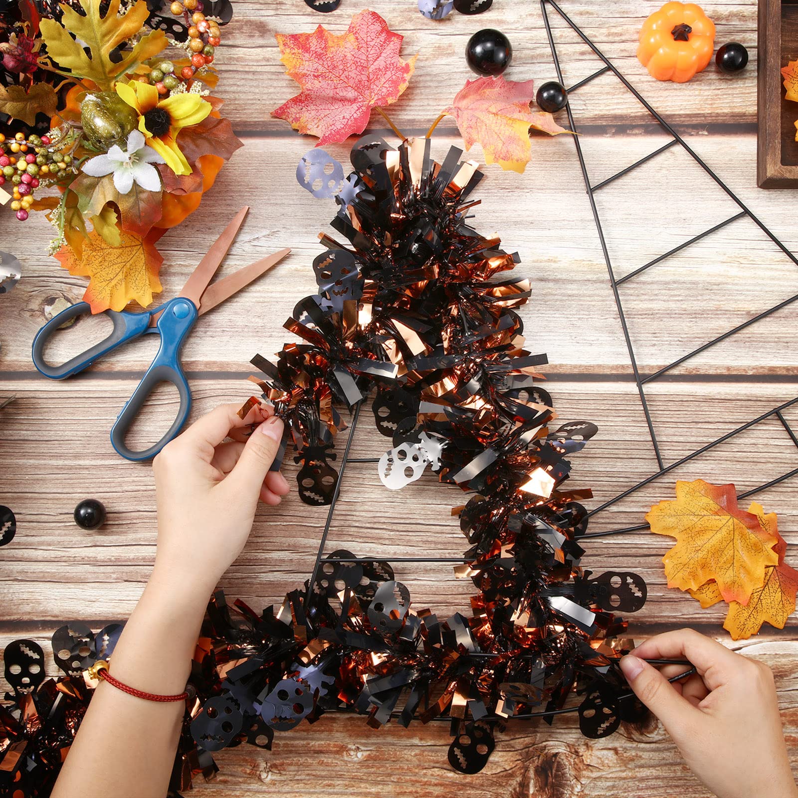 Hotop Witch Hat Shaped Metal Wreath Frame Pirate Ship Elf Hat Shape Wreath Form Metal Frame For Halloween Christmas Diy Craft Ho