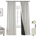 PANELSBURG 90 Inch Long Blackout Curtains 2 Panel Set,Pleated Faux Linen Back Tab Hooks Pleat Curtains for Bedroom Living Room,9