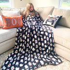 Halloween Ghost Throw Blanket For Bed Couch Chair Living Room Soft Warm Fleece Plush Blanket, (Black White Ghost Bash) Oversized